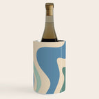 Retro Liquid Swirl Abstract Pattern Blue Aqua Teal Beige Wine Chiller Gallery Image 2