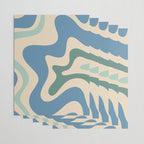 Retro Liquid Swirl Abstract Pattern Blue Aqua Teal Beige Wrapping Paper Gallery Image 3