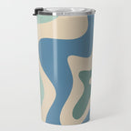 Retro Liquid Swirl Abstract Pattern Blue Aqua Teal Beige Travel Mug Gallery Image 3