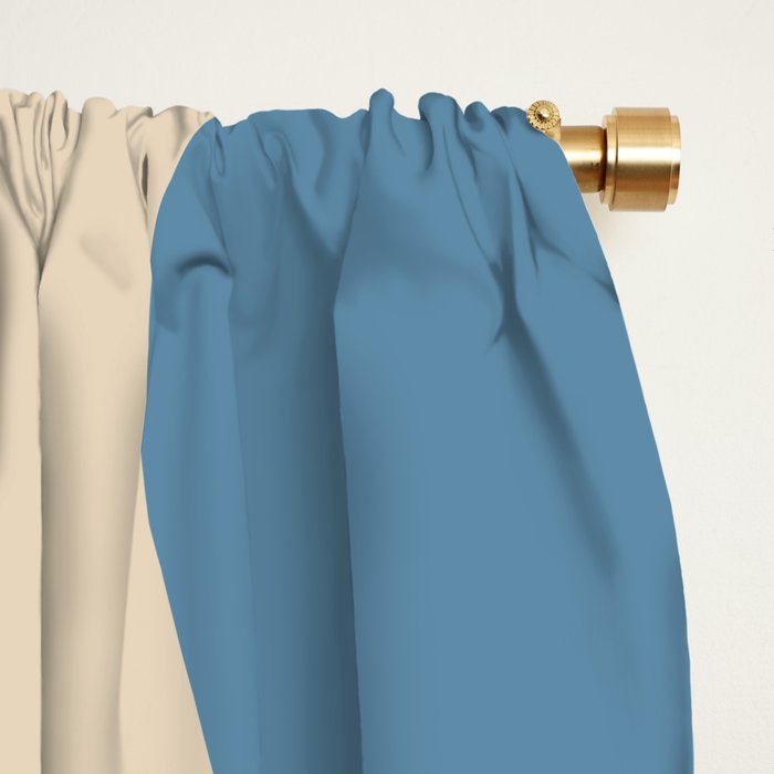 Retro Liquid Swirl Abstract Pattern Blue Aqua Teal Beige Window Curtain Gallery Image 2
