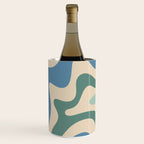 Retro Liquid Swirl Abstract Pattern Blue Aqua Teal Beige Wine Chiller Gallery Image 1