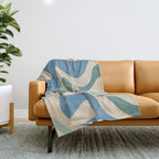 Retro Liquid Swirl Abstract Pattern Blue Aqua Teal Beige Throw Blanket Gallery Image 1