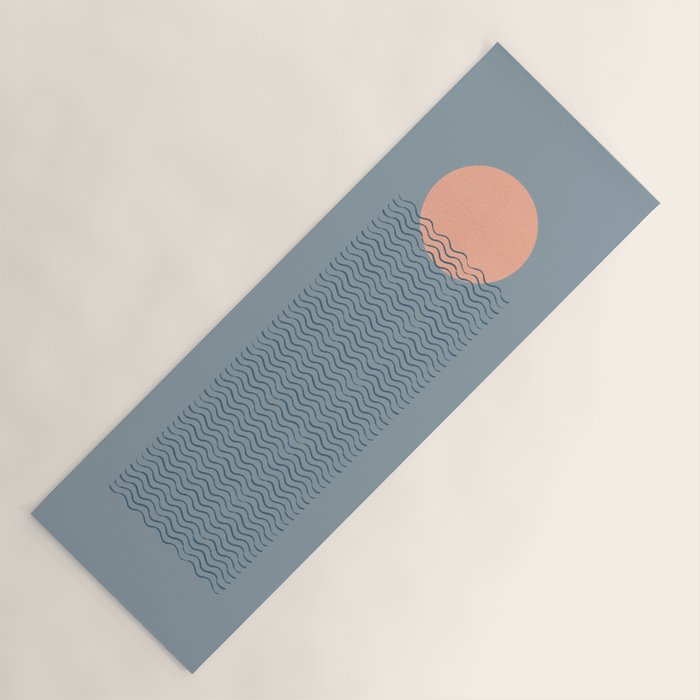 Ocean Wave Sun Blue - Mid Century Modern Yoga Mat Gallery Image 1