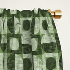 Retro Texture Geometric Squares And Circles Pattern No 5 Sage Green Black White Window Curtain Gallery Image 2