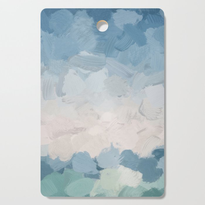 Waves on the Horizon - Mint Blue Aqua Sky Ocean Abstract Art Painting Clouds Water Waves Cutting Board Gallery Image 1