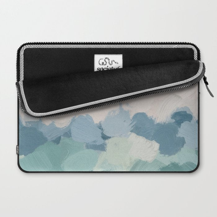 Waves on the Horizon - Mint Blue Aqua Sky Ocean Abstract Art Painting Clouds Water Waves Laptop Sleeve Gallery Image 2