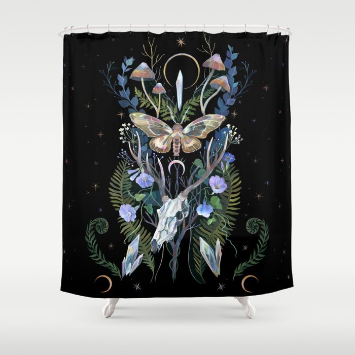 Deer Skull Crystals Garden Shower Curtain Gallery Image 1