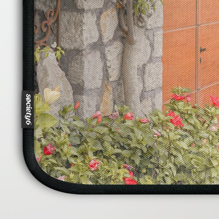 Floral Road on Capri Island | Pastel Color Street in Italy Summer Art Print | Wanderlust Vibes Travel Photography Laptop Sleeve Gallery Image 3