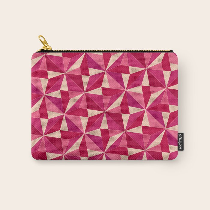 Kaleidoscope Tile Pattern VIII Vibrant Pink and Red Carry All Pouch Gallery Image 1