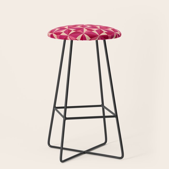 Kaleidoscope Tile Pattern VIII Vibrant Pink and Red Stool Gallery Image 1