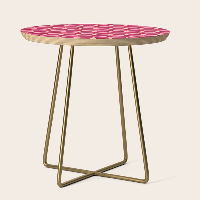 Kaleidoscope Tile Pattern VIII Vibrant Pink and Red Side Table Gallery Image 1