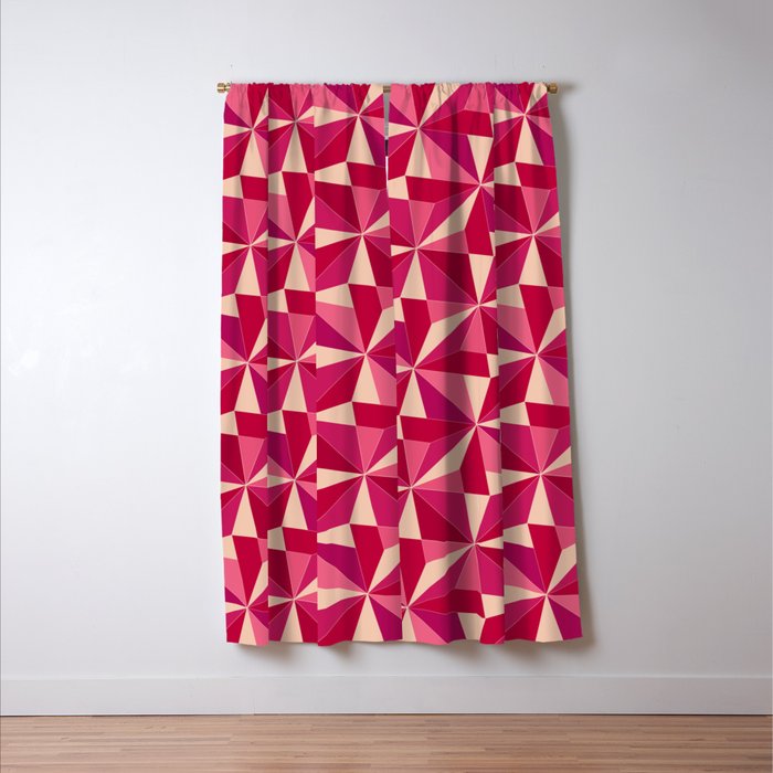 Kaleidoscope Tile Pattern VIII Vibrant Pink and Red Window Curtain Gallery Image 3
