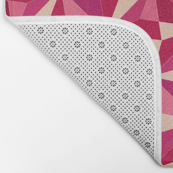 Kaleidoscope Tile Pattern VIII Vibrant Pink and Red Bath Mat Gallery Image 2