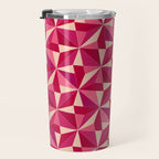 Kaleidoscope Tile Pattern VIII Vibrant Pink and Red Travel Mug Gallery Image 3