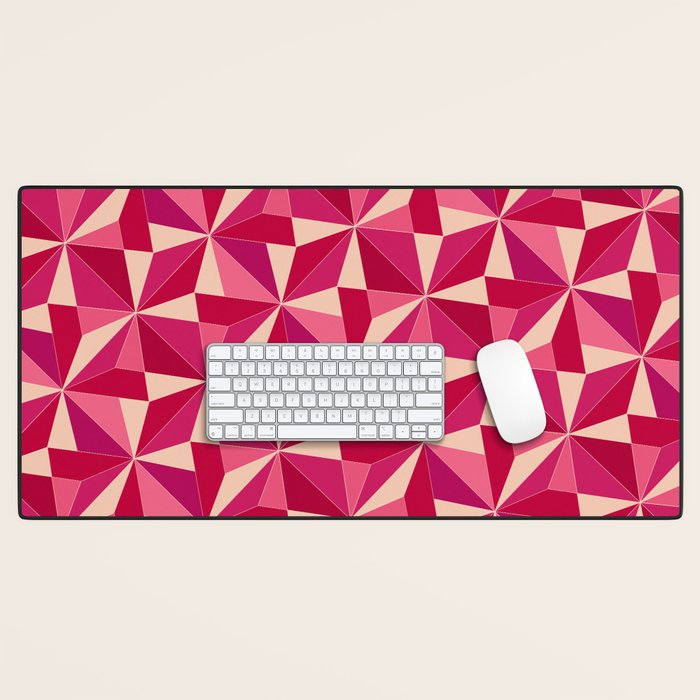 Kaleidoscope Tile Pattern VIII Vibrant Pink and Red Desk Mat Gallery Image 1