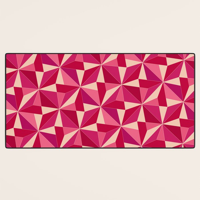 Kaleidoscope Tile Pattern VIII Vibrant Pink and Red Desk Mat Gallery Image 3