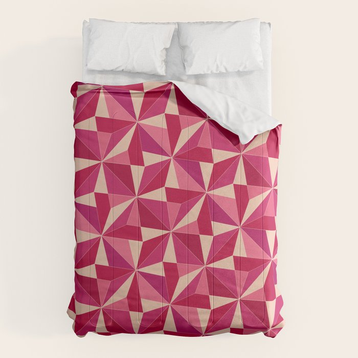 Kaleidoscope Tile Pattern VIII Vibrant Pink and Red Comforter Gallery Image 1
