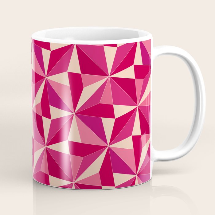 Kaleidoscope Tile Pattern VIII Vibrant Pink and Red Coffee Mug Gallery Image 1