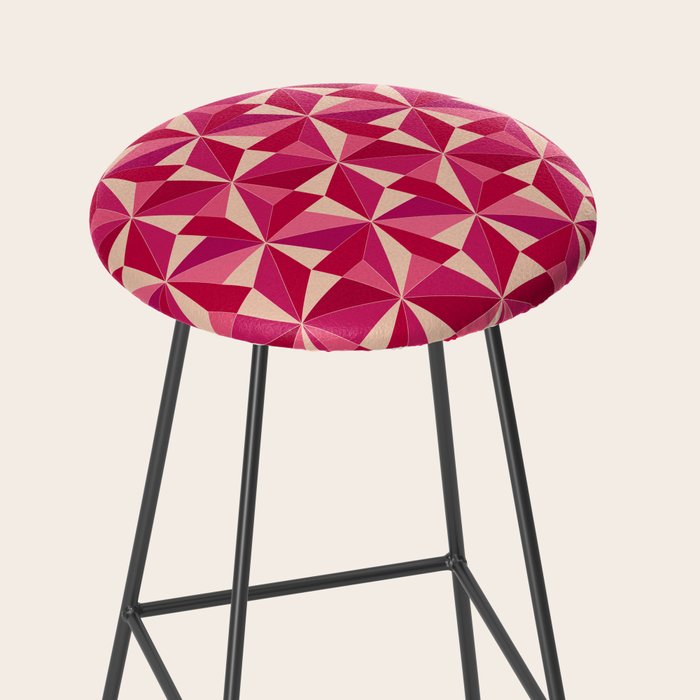 Kaleidoscope Tile Pattern VIII Vibrant Pink and Red Stool Gallery Image 2
