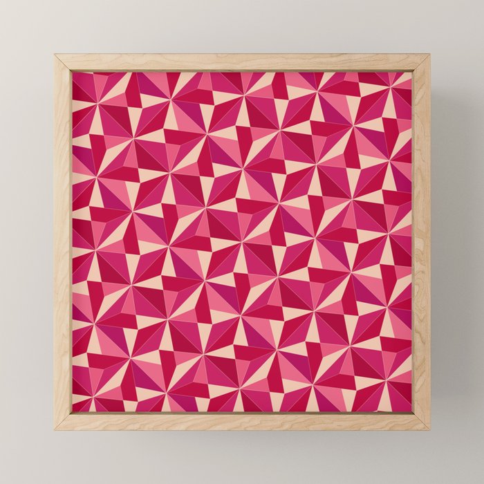 Kaleidoscope Tile Pattern VIII Vibrant Pink and Red Mini Art Print Gallery Image 1