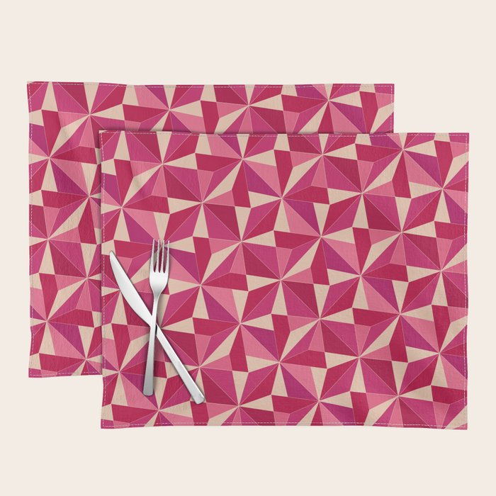 Kaleidoscope Tile Pattern VIII Vibrant Pink and Red Placemat Gallery Image 1