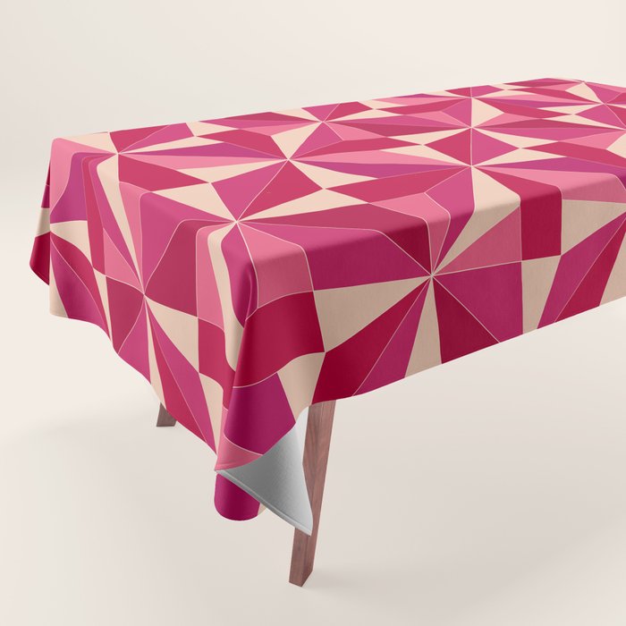 Kaleidoscope Tile Pattern VIII Vibrant Pink and Red Tablecloth Gallery Image 1