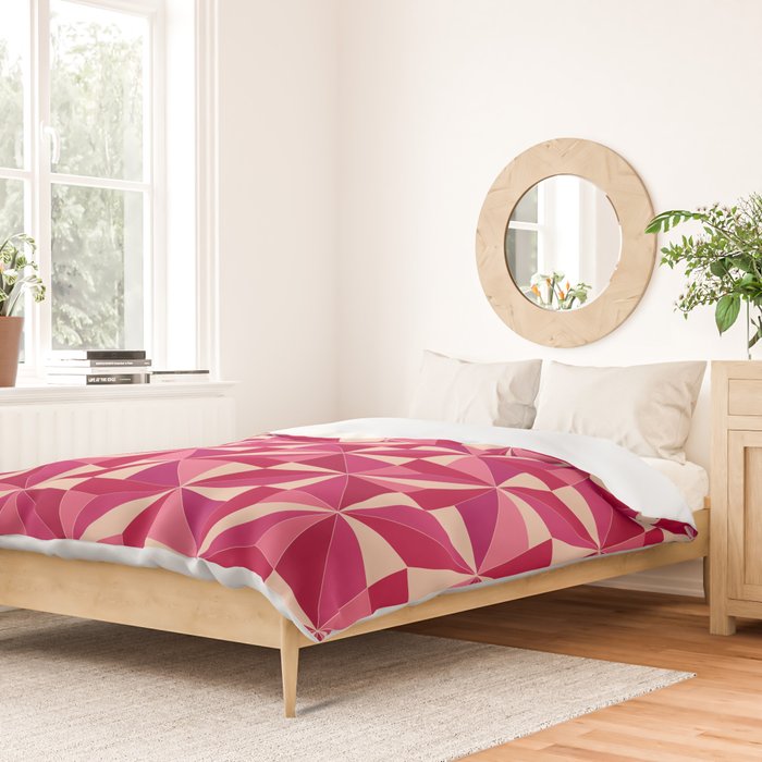 Kaleidoscope Tile Pattern VIII Vibrant Pink and Red Duvet Cover Gallery Image 2