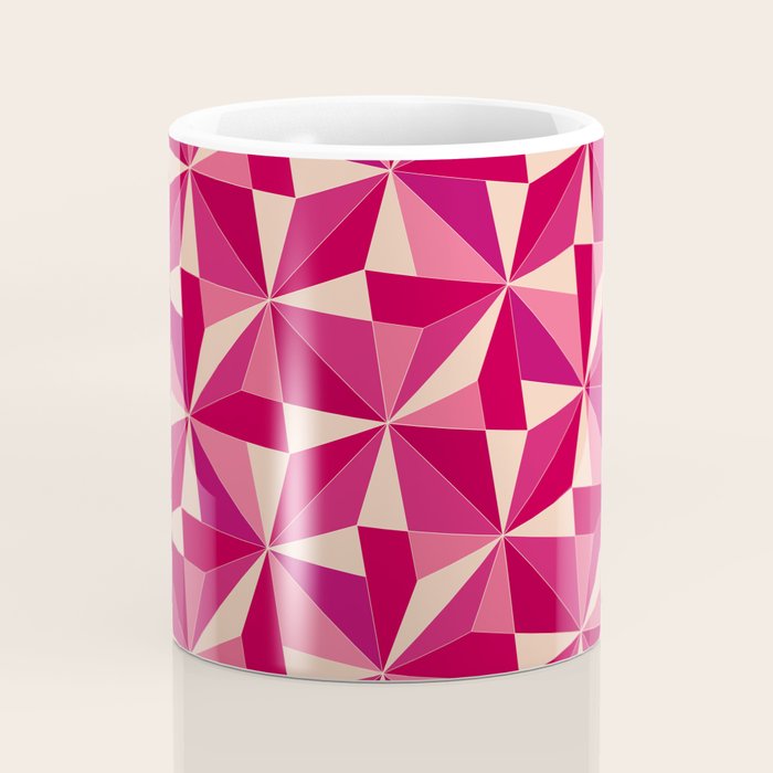 Kaleidoscope Tile Pattern VIII Vibrant Pink and Red Coffee Mug Gallery Image 4