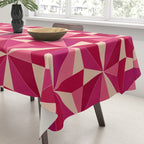 Kaleidoscope Tile Pattern VIII Vibrant Pink and Red Tablecloth Gallery Image 3