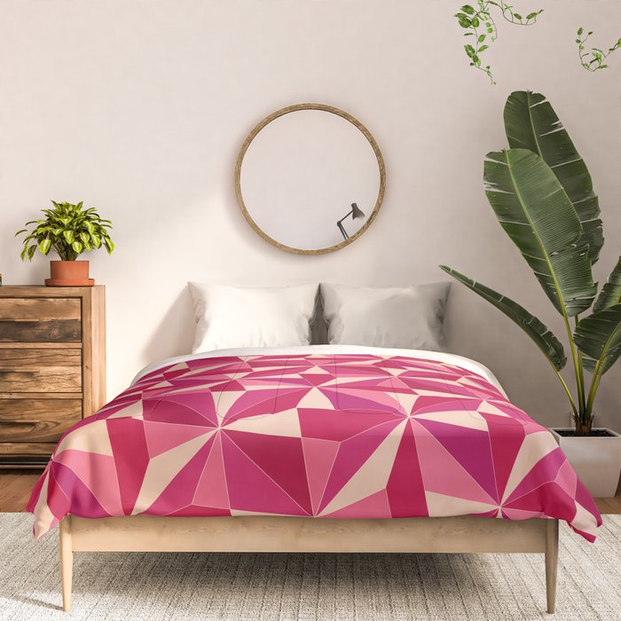 Kaleidoscope Tile Pattern VIII Vibrant Pink and Red Comforter Gallery Image 3