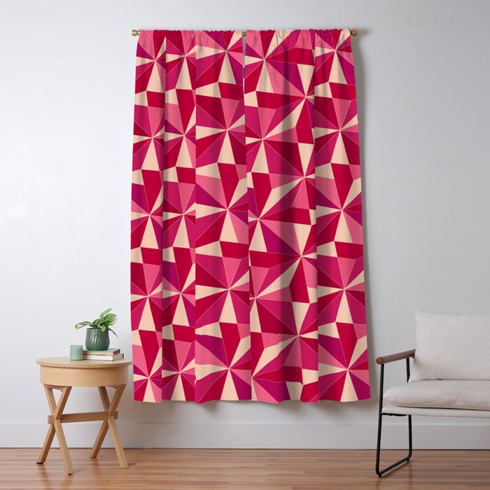 Kaleidoscope Tile Pattern VIII Vibrant Pink and Red Window Curtain Gallery Image 5