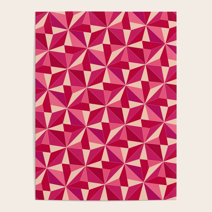 Kaleidoscope Tile Pattern VIII Vibrant Pink and Red Poster Gallery Image 4