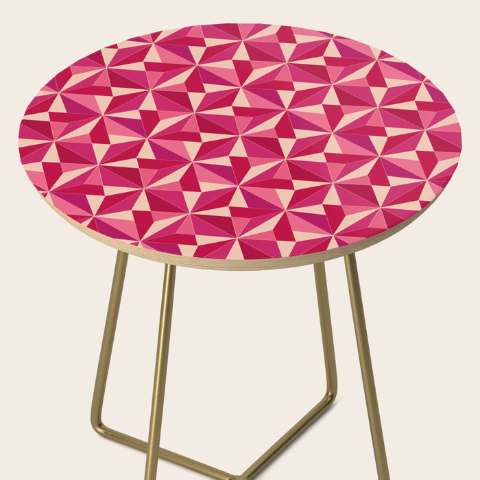 Kaleidoscope Tile Pattern VIII Vibrant Pink and Red Side Table Gallery Image 2