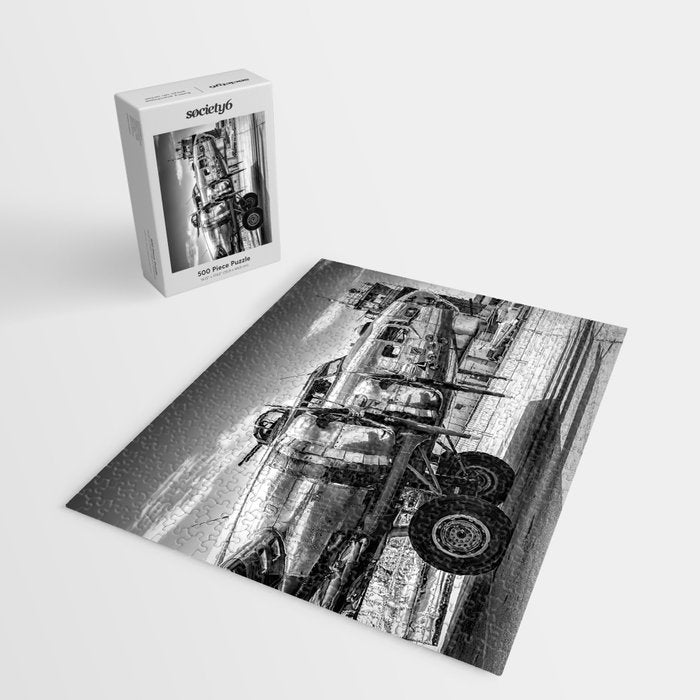 WWII Flying Fortress aviation bomber airplane flight portrait black and white photograph - photography - photographs Jigsaw Puzzle Gallery Image 2