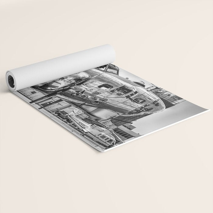 WWII Flying Fortress aviation bomber airplane flight portrait black and white photograph - photography - photographs Yoga Mat Gallery Image 2