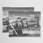 WWII Flying Fortress aviation bomber airplane flight portrait black and white photograph - photography - photographs Placemat Gallery Image 1