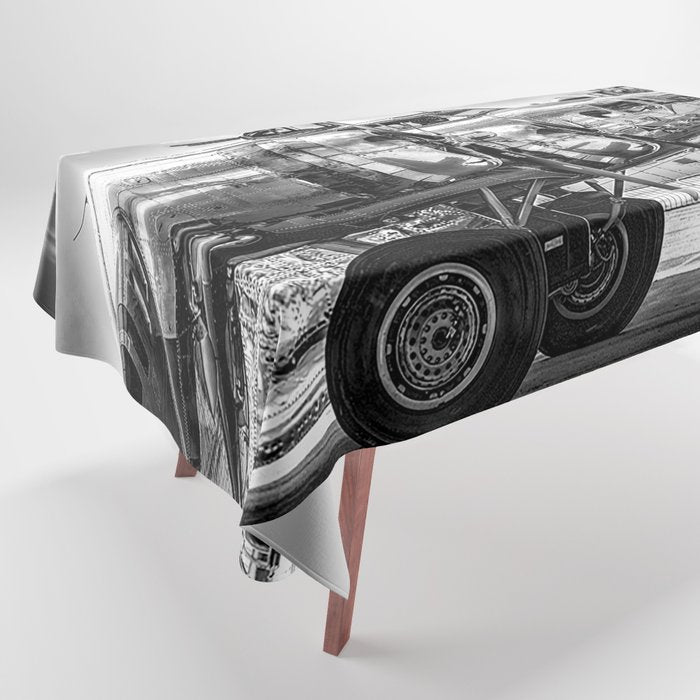 WWII Flying Fortress aviation bomber airplane flight portrait black and white photograph - photography - photographs Tablecloth Gallery Image 1
