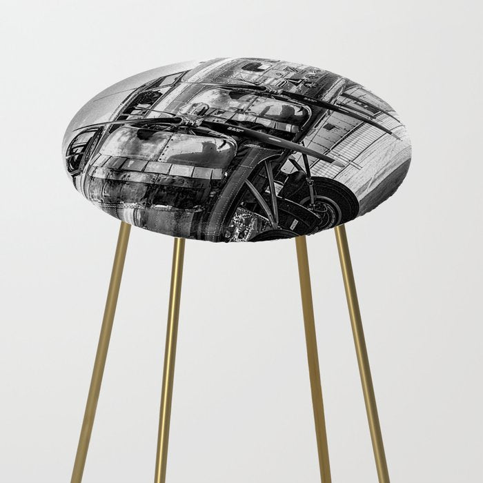 WWII Flying Fortress aviation bomber airplane flight portrait black and white photograph - photography - photographs Stool Gallery Image 2