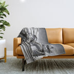 WWII Flying Fortress aviation bomber airplane flight portrait black and white photograph - photography - photographs Throw Blanket Gallery Image 1