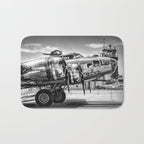 WWII Flying Fortress aviation bomber airplane flight portrait black and white photograph - photography - photographs Bath Mat Gallery Image 1