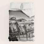 WWII Flying Fortress aviation bomber airplane flight portrait black and white photograph - photography - photographs Comforter Gallery Image 6