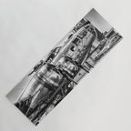 WWII Flying Fortress aviation bomber airplane flight portrait black and white photograph - photography - photographs Yoga Mat Gallery Image 1