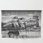 WWII Flying Fortress aviation bomber airplane flight portrait black and white photograph - photography - photographs Wall Hanging Gallery Image 1