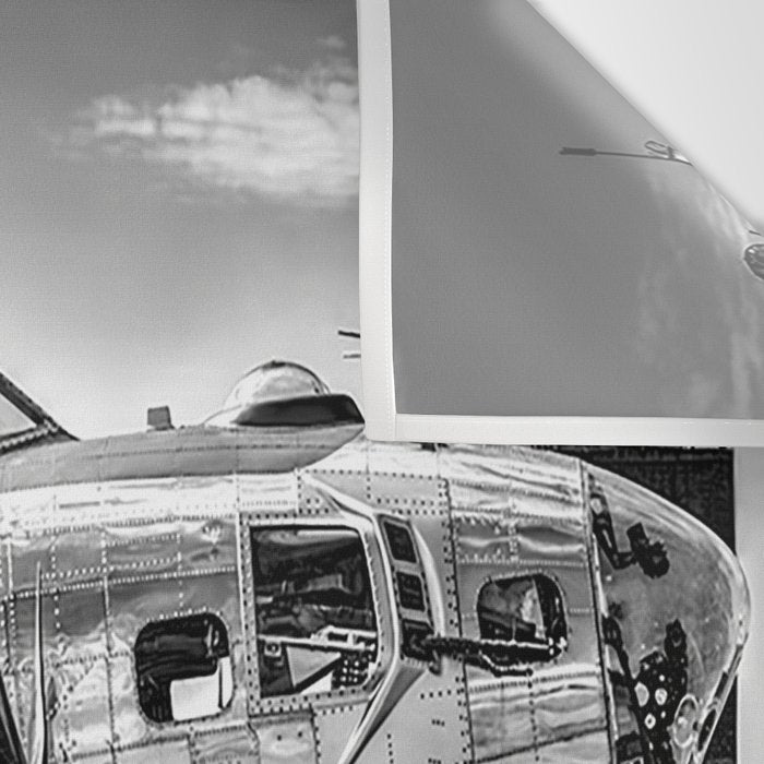 WWII Flying Fortress aviation bomber airplane flight portrait black and white photograph - photography - photographs Wall Tapestry Gallery Image 3