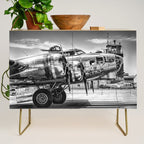 WWII Flying Fortress aviation bomber airplane flight portrait black and white photograph - photography - photographs Credenza Gallery Image 1