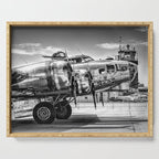 WWII Flying Fortress aviation bomber airplane flight portrait black and white photograph - photography - photographs Serving Tray Gallery Image 1