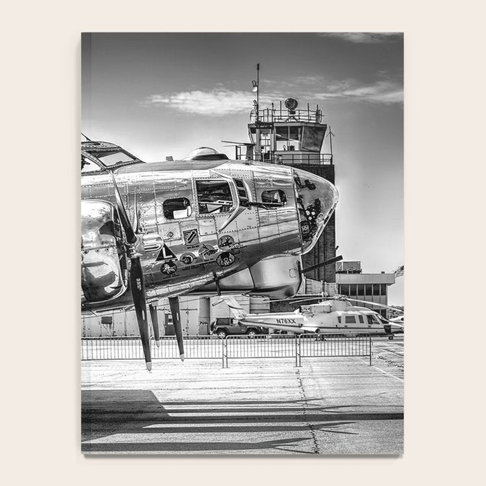 WWII Flying Fortress aviation bomber airplane flight portrait black and white photograph - photography - photographs Notebook Gallery Image 4