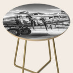 WWII Flying Fortress aviation bomber airplane flight portrait black and white photograph - photography - photographs Side Table Gallery Image 2