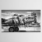WWII Flying Fortress aviation bomber airplane flight portrait black and white photograph - photography - photographs Tablecloth Gallery Image 2