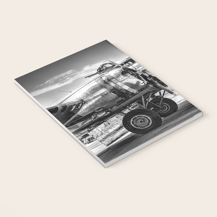WWII Flying Fortress aviation bomber airplane flight portrait black and white photograph - photography - photographs Notebook Gallery Image 3